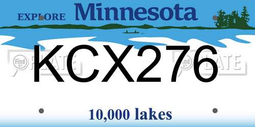 KCX276 Minnesota License Plate