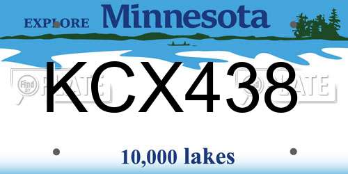 KCX438 Minnesota License Plate