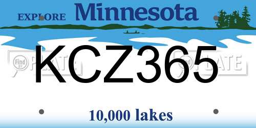 KCZ365 Minnesota License Plate