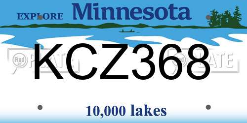 KCZ368 Minnesota License Plate