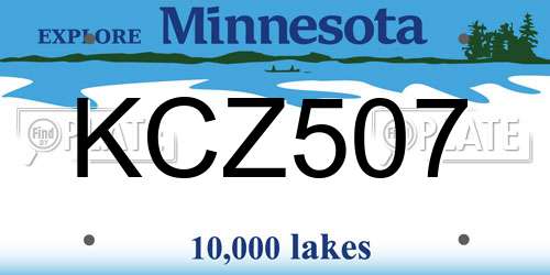 KCZ507 Minnesota License Plate