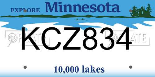 KCZ834 Minnesota License Plate