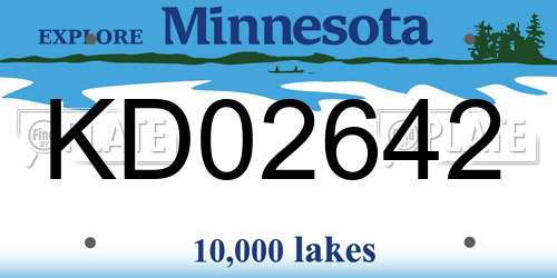 KD02642 Minnesota License Plate
