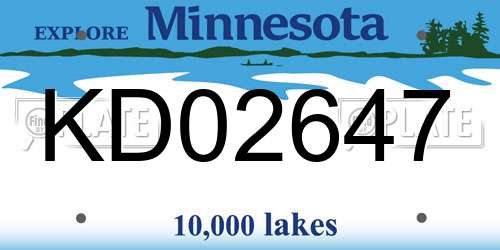 KD02647 Minnesota License Plate