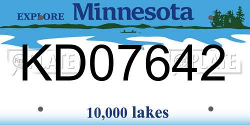 KD07642 Minnesota License Plate