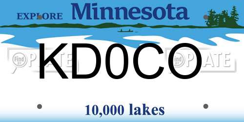 KD0CO Minnesota License Plate