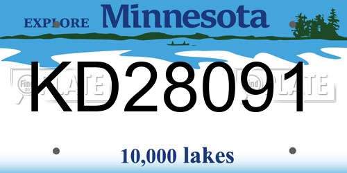KD28091 Minnesota License Plate