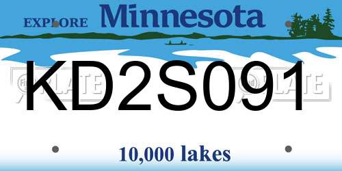 KD2S091 Minnesota License Plate