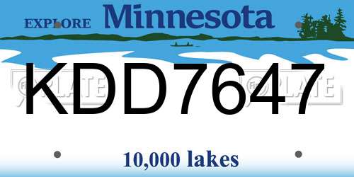 KDD7647 Minnesota License Plate