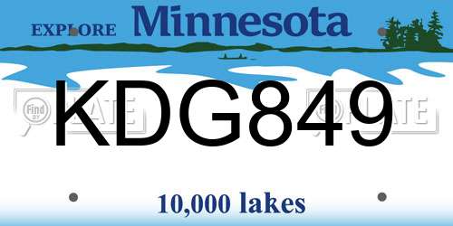 KDG849 Minnesota License Plate