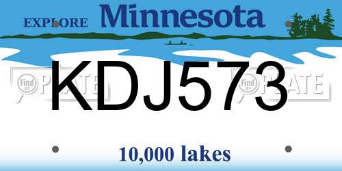 KDJ573 Minnesota License Plate