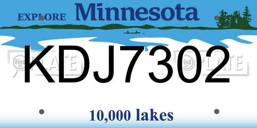 KDJ7302 Minnesota License Plate