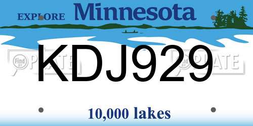 KDJ929 Minnesota License Plate