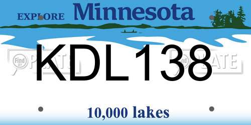 KDL138 Minnesota License Plate