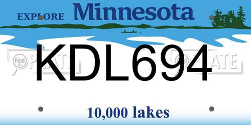 KDL694 Minnesota License Plate