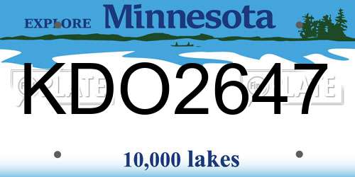 KDO2647 Minnesota License Plate