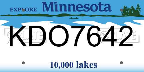 KDO7642 Minnesota License Plate