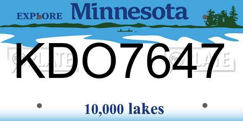 KDO7647 Minnesota License Plate