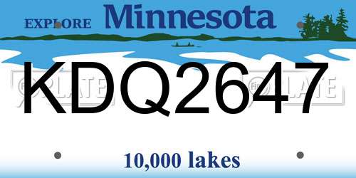 KDQ2647 Minnesota License Plate