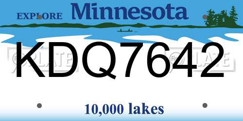 KDQ7642 Minnesota License Plate