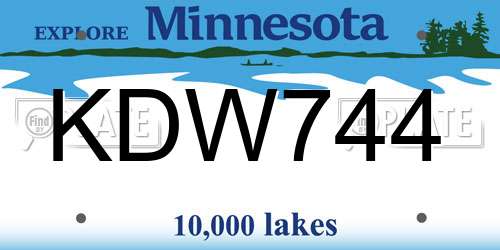 KDW744 Minnesota License Plate
