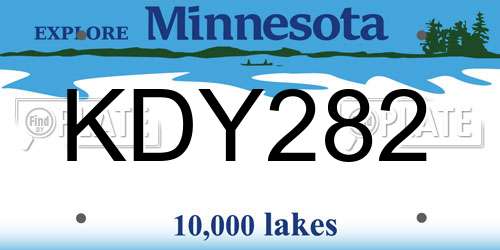 KDY282 Minnesota License Plate