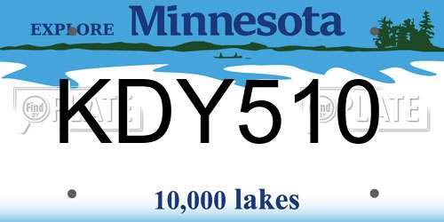 KDY510 Minnesota License Plate