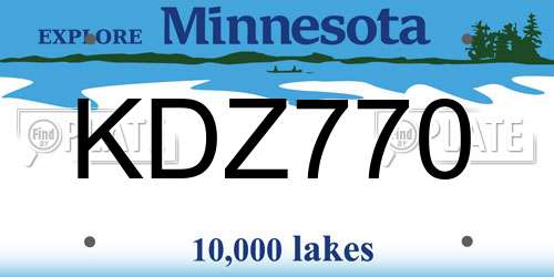 KDZ770 Minnesota License Plate