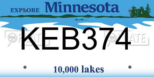 KEB374 Minnesota License Plate