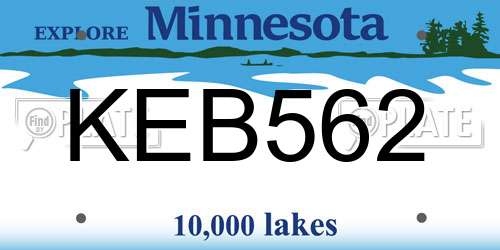 KEB562 Minnesota License Plate