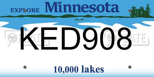 KED908 Minnesota License Plate