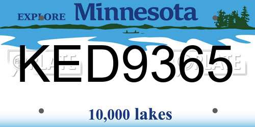 KED9365 Minnesota License Plate