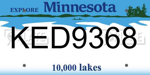 KED9368 Minnesota License Plate