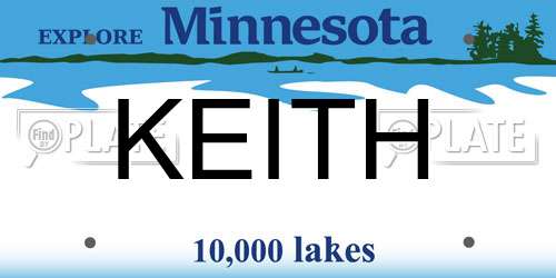 KEITH Minnesota License Plate
