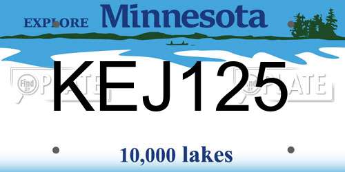 KEJ125 Minnesota License Plate