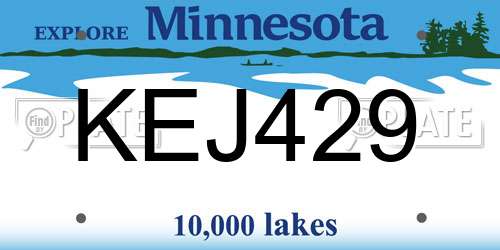 KEJ429 Minnesota License Plate