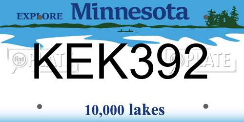 KEK392 Minnesota License Plate