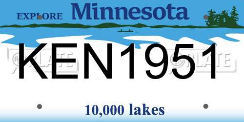 KEN1951 Minnesota License Plate