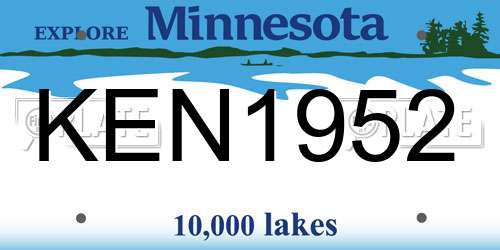 KEN1952 Minnesota License Plate