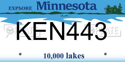 KEN443 Minnesota License Plate