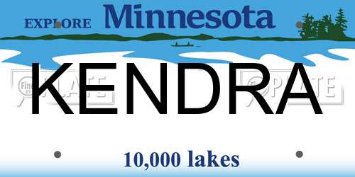 KENDRA Minnesota License Plate