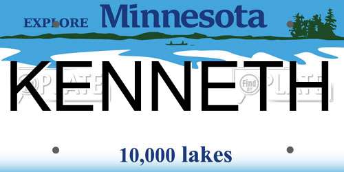 KENNETH Minnesota License Plate
