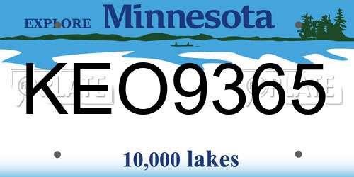 KEO9365 Minnesota License Plate