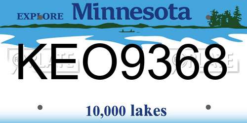 KEO9368 Minnesota License Plate