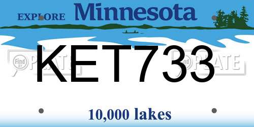 KET733 Minnesota License Plate