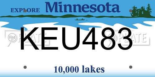 KEU483 Minnesota License Plate