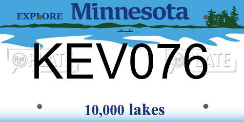 KEV076 Minnesota License Plate