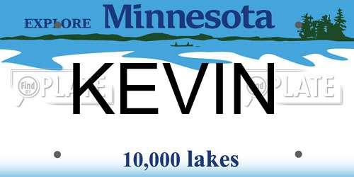KEVIN Minnesota License Plate