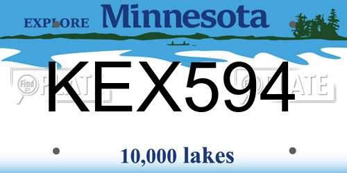 KEX594 Minnesota License Plate