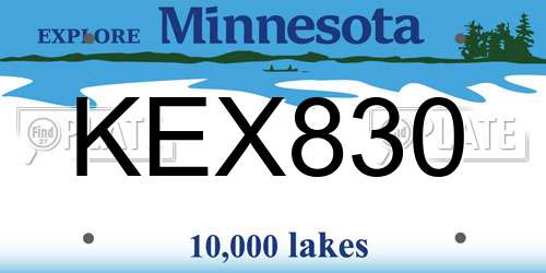 KEX830 Minnesota License Plate